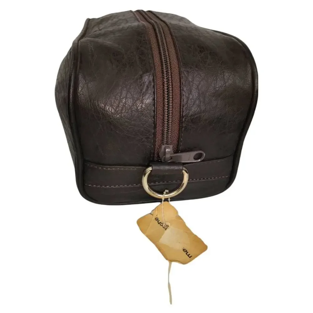 Maison Blanche Mens Grooming Case Brown Pockets Zip Travel Size 9.5
